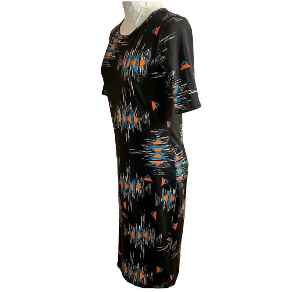 LuLaRoe Julia Pencil Dress Womens SZ S Tribal Aztec Print Stretch Bodycon Midi - Picture 4 of 5